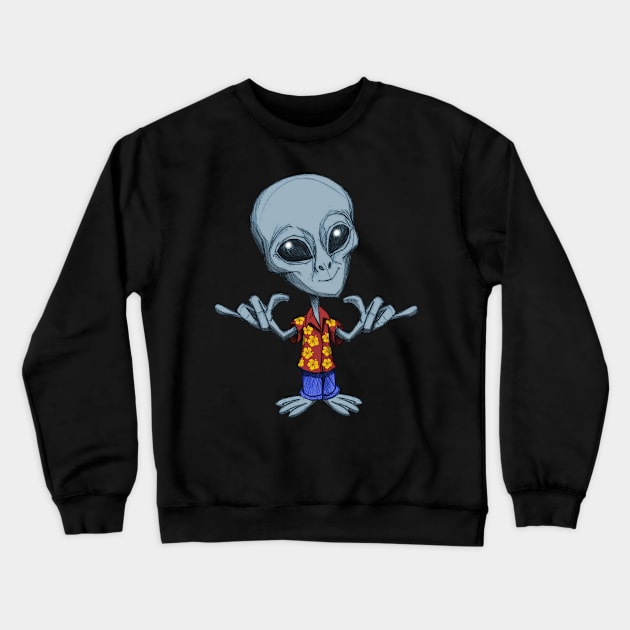 Aloha Alien Crewneck Sweatshirt by Wickedcartoons